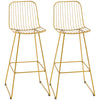 Bar Stools, Metal Bar Stools with Backs, Curved Slatted Backrest, Steel Frame for Kitchen, Bar, Bar Height Bar Stools, Gold