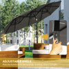 Double-sided Patio Umbrella 9.5' Large Outdoor Market Umbrella with Push Button Tilt and Crank, 3 Air Vents and 12 Ribs, for Garden, Deck, Pool, Grey