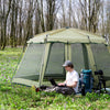 10 Person Camping Tent with Steel Frame, 4 Windows, 2 Doors, Portable Carry Bag