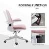 Linen-Touch Fabric Office Desk Chair Swivel Task Chair with Adjustable Lumbar Support, Height and Flip-up Padded Arms, Pink