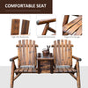 Wooden Double Adirondack Chair Loveseat with Inset Ice Bucket, Rustic Aesethic, & Weather-Resistant Materials