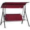 Outdoor Patio Swing Chair, Seats 3 Adults, Adjustable Sun Shade Canopy, Strong Steel Frame, Comfortable Rocker Bench, Wine Red