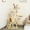 Moderm Cat Tree 52" Plush Sturdy Interactive Cat Condo Tower Scratching Post Activity Tree House Beige
