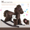 Kids Plush Ride-On Rocking Horse Toy Children Chair with Soft Plush Toy & Fun Realistic Sounds - Brown