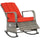 Outdoor Rattan Wicker Rocking Chair Patio Recliner with Soft Cushion, Adjustable Footrest, Max. 135 Degree Backrest, Red