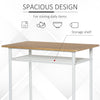 3 Piece Counter Height Bar Table and Chairs Set, Space Saving Dining Table with 2 Matching Stools, Metal Frame Footrest, White/Oak