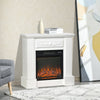 Electric Fireplace with Mantel, Freestanding Heater Corner Firebox with Log Hearth and Remote Control, 1400W, White