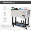 80 QT Rolling Cooling Bins Ice Chest on Wheels Outdoor Stand Up Drink Cooler Cart for Party, Stainless Steel