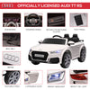6V Audi TT RS Kids Licensed Ride On Car Toy Battery Powered High/Low Speed with Headlight Music and Remote Control - White