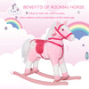Kids Plush Toy Rocking Horse Pony Toddler Ride on Animal for Girls Pink Birthday Gifts with Realistic Sounds, Pink