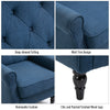 Tufted Armchair Fabric Tufted Accent Chair Living Arm Chair with Thick Padded Over-Sized Sponge Seat and Painted Finished Wooden Legs - Blue