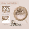 20.5" Rattan Cat Bed, Elevated Wicker Kitten House Round Condo with Cushion, Natural