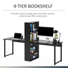 Bookshelf Desk 88" Extra Long 2-Person Computer Desk W/ Bookshelf Combo Double Workstation Storage Unit Home Office Black