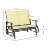 47" Outdoor Double Glider Bench for 2 Person, Patio Glider Armchair Swing Chair for Backyard with Mesh Seat and Backrest, Steel Frame, Yellow