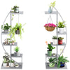 5 Tier Metal Plant Stand Half Moon Shape Ladder Flower Pot Holder Shelf for Indoor Outdoor Patio Lawn Garden Balcony Decor, 2 Pack, Grey