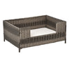 Rattan Pet Bed Raised Wicker Dog House Small animal Sofa Indoor & Outdoor with Soft Washable Water-resistant Cushion Grey