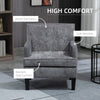 Modern Accent Chair, Upholstered Living Room Chair with Solid Wood Legs and Nailhead Trim, Armchair for Living Room, Bedroom, Home Office, Dark Gray