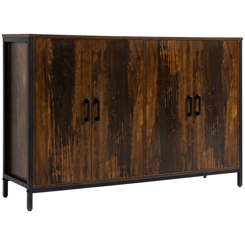 Industrial Sideboard Buffet Cabinet, Kitchen Storage Cabinet with Adjustable Shelves for Living Room, Bedroom, Hallway, Rustic Brown