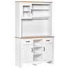 71" Kitchen Buffet with Hutch, Farmhouse Style Storage Pantry with 2 Drawers, 3 Door Cabinets and 3 Shelves, White