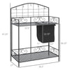 Folding Potting Bench Table, Metal Garden Workstation, Work Bench with Large Build-In Bag with Cover, 5 Hanging Hooks & Storage Shelf, Flourishes