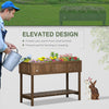 Wooden Raised Garden Bed, Elevated Planter Box Stand with 8 Slots and Open Shelf, Dark Brown