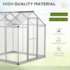 6' L x 6' W Walk-In Polycarbonate Greenhouse with Roof Vent for Ventilation & Rain Gutter, Hobby Greenhouse for Winter