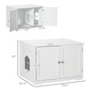Cat Litter Box Enclosure with Adjustable Partition, Cat Washroom Side Table with Cat Hole, Hidden Litter Box with Double Magnetic Doors, White