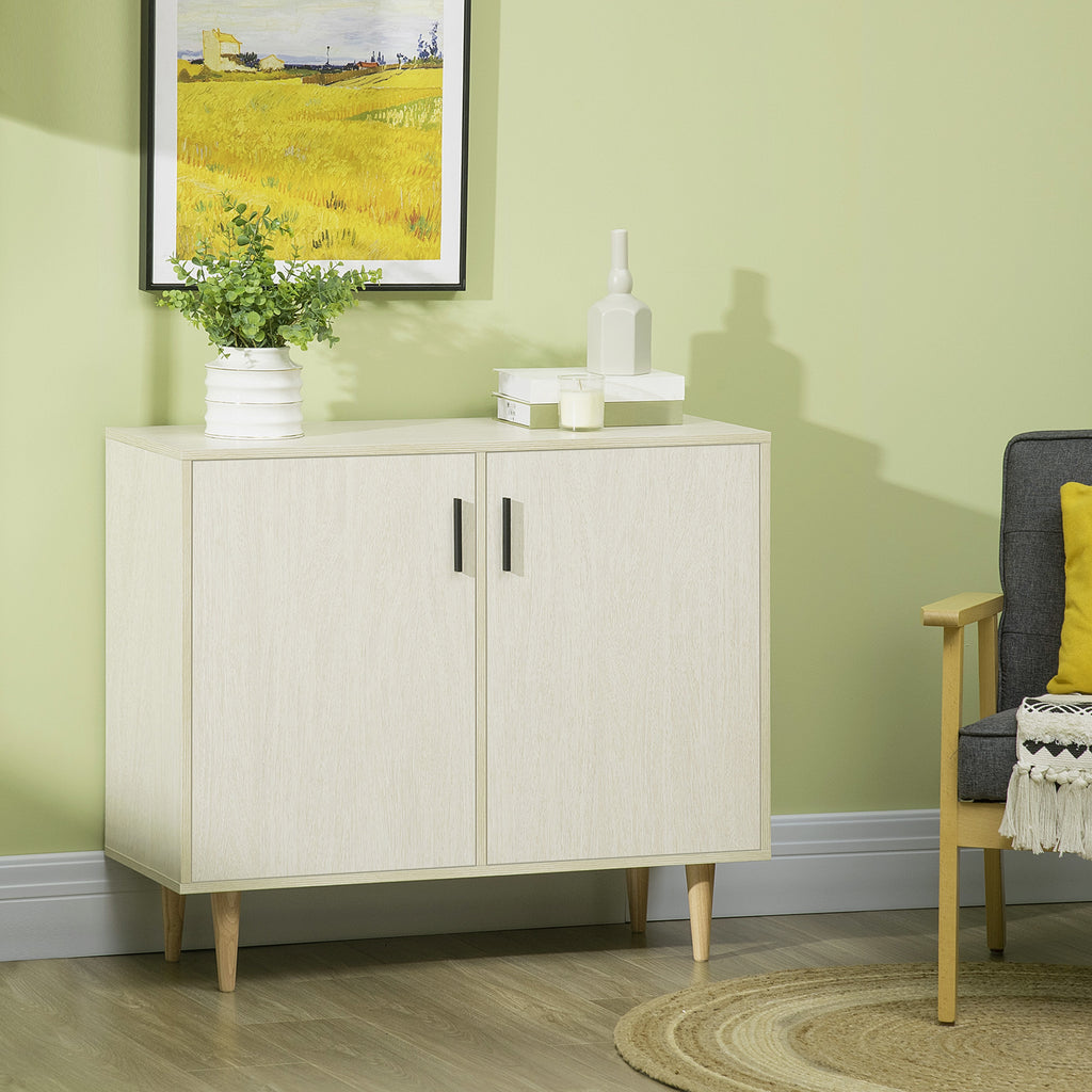 Modern Kitchen Storage Cabinet, Accent Sideboard with Adjustable Shelves and Wood Legs for Dining Living Room, Natural
