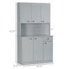 71" Freestanding Buffet with Hutch, Kitchen Storage Cabinets, Pantry with 6 Doors, 3 Adjustable Shelves, and Drawer for Living Room, Gray