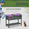 Wooden Raised Garden Bed, Elevated Planter Box Stand with 8 Slots and Open Shelf, Dark Grey