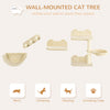 Cat Wall Shelves, with Hammock, Scratching Post, Steps, Platforms, Beige