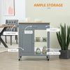 Kitchen Island Cart, Rolling Kitchen Island with Storage, Solid Wood Top, Drawer, for Dining Room, Gray