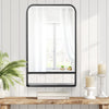 34" x 21" Square Modern Wall Mirror with Storage Shelf, Mirrors for Wall in Living Room, Bedroom, Black