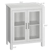 Modern Bathroom Cabinet, Bathroom Storage Organizer with Double Glass Doors and Adjustable Shelf, White