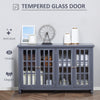 Modern Kitchen Sideboard, Buffet Cabinet with Storage, 4 Glass Doors, Adjustable Shelves for Living Room, Bedroom, Study, Grey