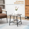 Side Table with 2-Tier Storage, End Table with Metal Frame for Living Room