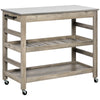 Kitchen Cart Rolling Kitchen Island Cart Modern Kitchen Utility Cart with Stainless Steel Tabletop, and Storage Wine Rack
