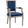 Velvet Dining Chair Vintage Dining Room Chair High Back Dining Chair with Armrests Smooth Fabric Solid Wood Legs for Dining Room - Blue