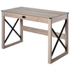 Home Office Computer Desk, Rustic Writing Desk, Farmhouse Workstation with Storage Drawer, X-Frame