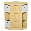 Wooden Kids Cabinet Freestanding Corner Storage Drawer Clothes Organizer Children Bookcase Display Shelf for Bedroom, Natural