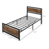 Single Size Metal Bed Frame with Headboard & Footboard, Strong Slat Support Solid Bedstead Base w/ Underbed Storage Space