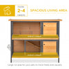 48" 2-Story Large Rabbit Hutch Bunny Cage Wooden Pet House with Individual Room, Ramp, No Leak Tray, Feeding Trough, Asphalt Roof