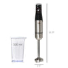 Immersion Hand Blender, 4-in-1 Handheld Stick Blender with Adjustable Speed, 500ml Chopper Bowl, 800ml Measuring Cup, 400W - Silver/Black