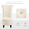 Retro High Back Armless Royal Accent Chair Fabric Upholstered Tufted Seat for Living Room, Dining Room and Bedroom, Cream White