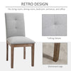 High Back Dining Chairs, Set of 2, Tufted Fabric Upholstered Armless Side Chairs with Solid Wood Legs for Living Room, Kitchen, Study, Grey