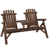 Wood Adirondack Patio Chair Bench with Center Coffee Table, Perfect for Lounging and Relaxing Outdoors Carbonized