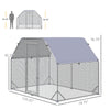 Metal Chicken Coop for 4-6 Chickens, Walk In Chicken Run Chicken Pen Hen House Outdoor with Roof for Yard, 9.2' x 6.2' x 6.4'