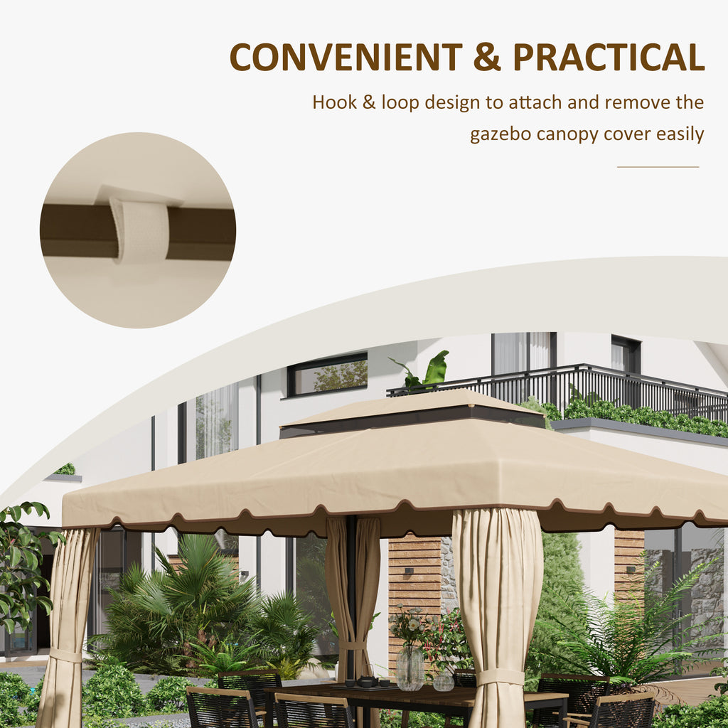 12.8' x 9.5' Gazebo Replacement Canopy, Gazebo Top Cover with Double Vented Roof for Garden Patio Outdoor (TOP ONLY), White