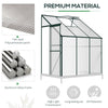 Walk-In Garden Greenhouse Aluminum Polycarbonate with Roof Vent for Plants Herbs Vegetables 6' x 4' x 7' Green