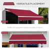 8' x 7' Patio Manual Retractable Awning Outdoor Patio Sun Shade w/ Crank Handle Deck Window Cover  Wine Red